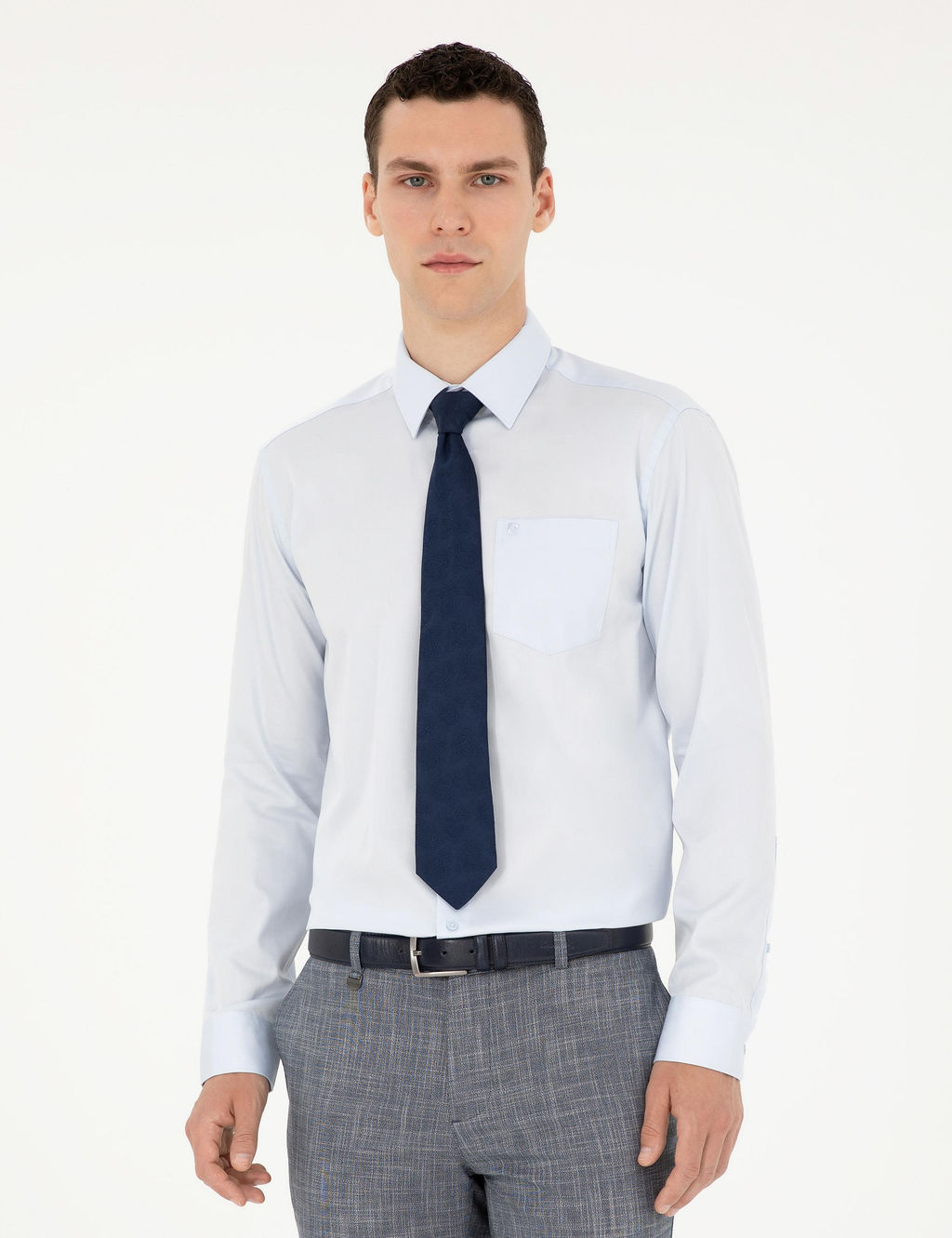 A__k Mavi Regular Fit Uzun Kollu Basic G_mlek