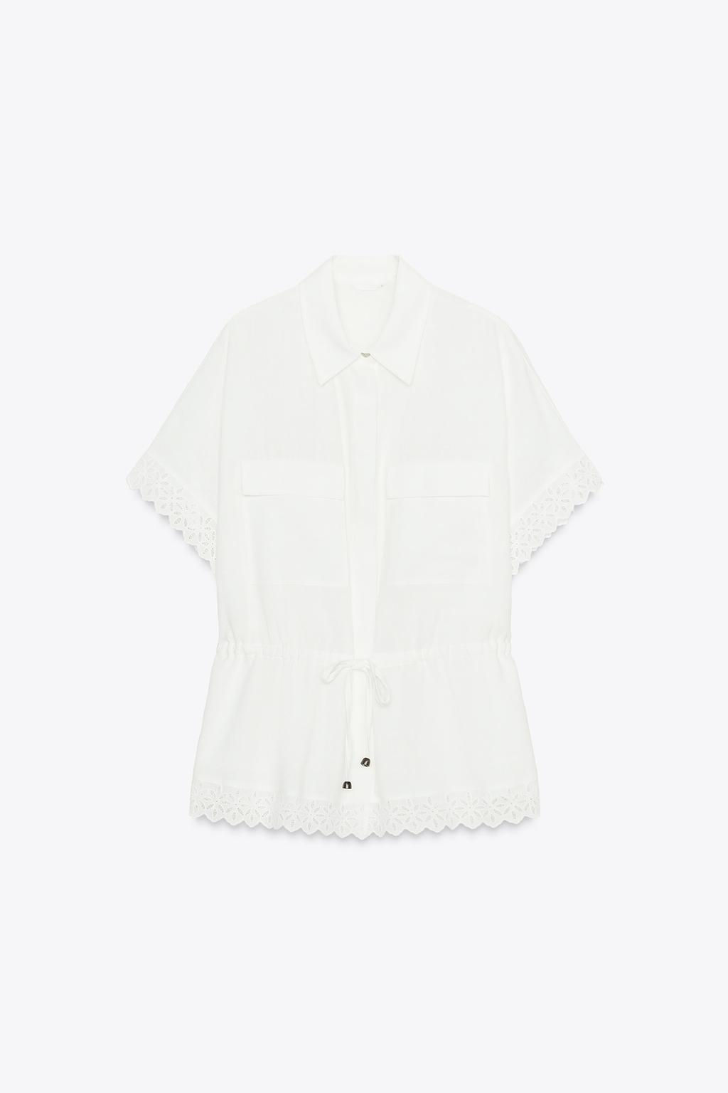 RAMIE SHIRT WITH LACE TRIM - Zara фото 3