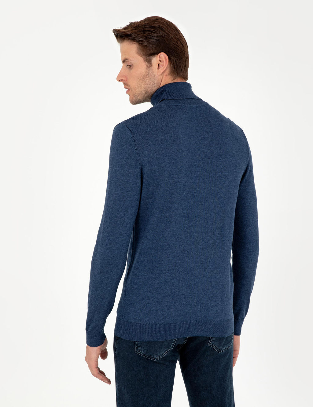 _ndigo Melanj Slim Fit Bal_k__ Yaka Basic Triko Kazak