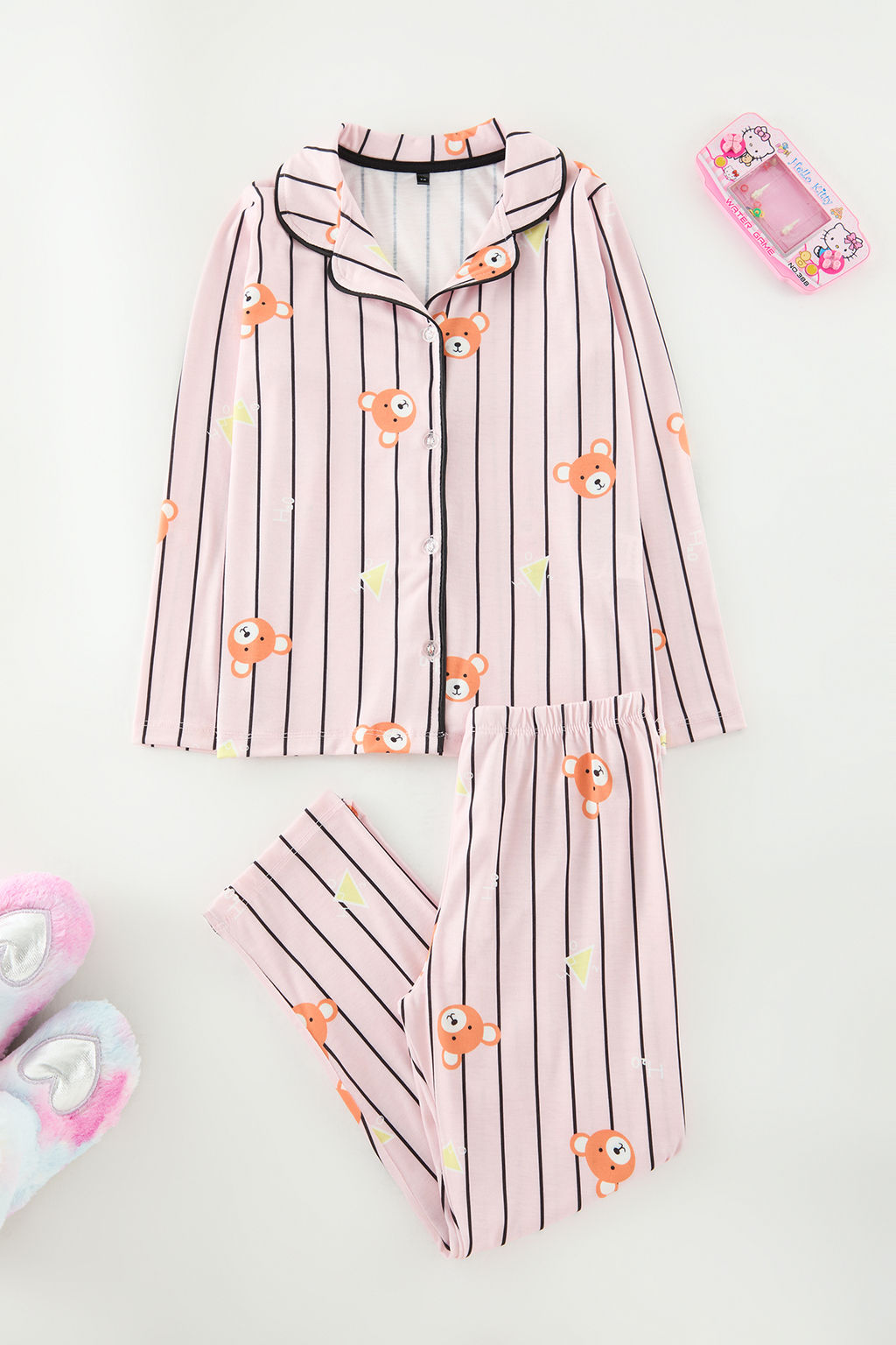 Pudra Yumusak Dokulu K?z Cocuk Bask?l? Orme Pijama Tak?m TKDAW25AU00126 - Trendyolmilla фото 2