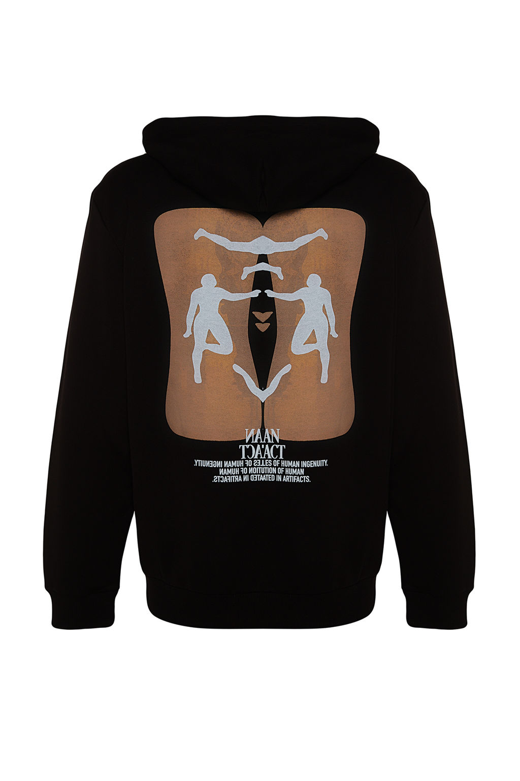 Siyah Oversize/Normal Kesim Kapusonlu S?rt Bask?l? Sweatshirt TMNAW24SW00194 - Trendyolmilla фото 7