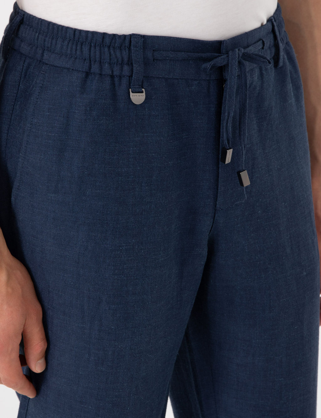 Lacivert Slim Fit Keten Kar___ml_ Pantolon