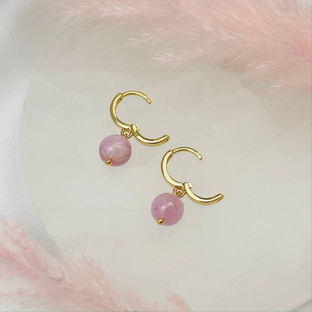 Серьги с камнем Кунцит