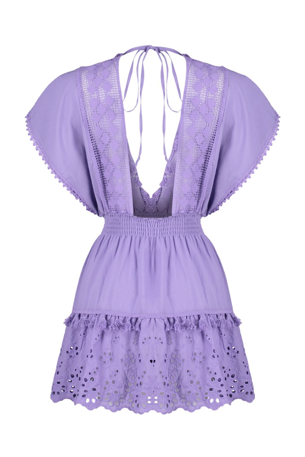 TRENDYOLMILLA Siyah Dokuma %100 Pamuk Brode Detayl? Mini Plaj Elbisesi TBESS21EL1248 фото 26