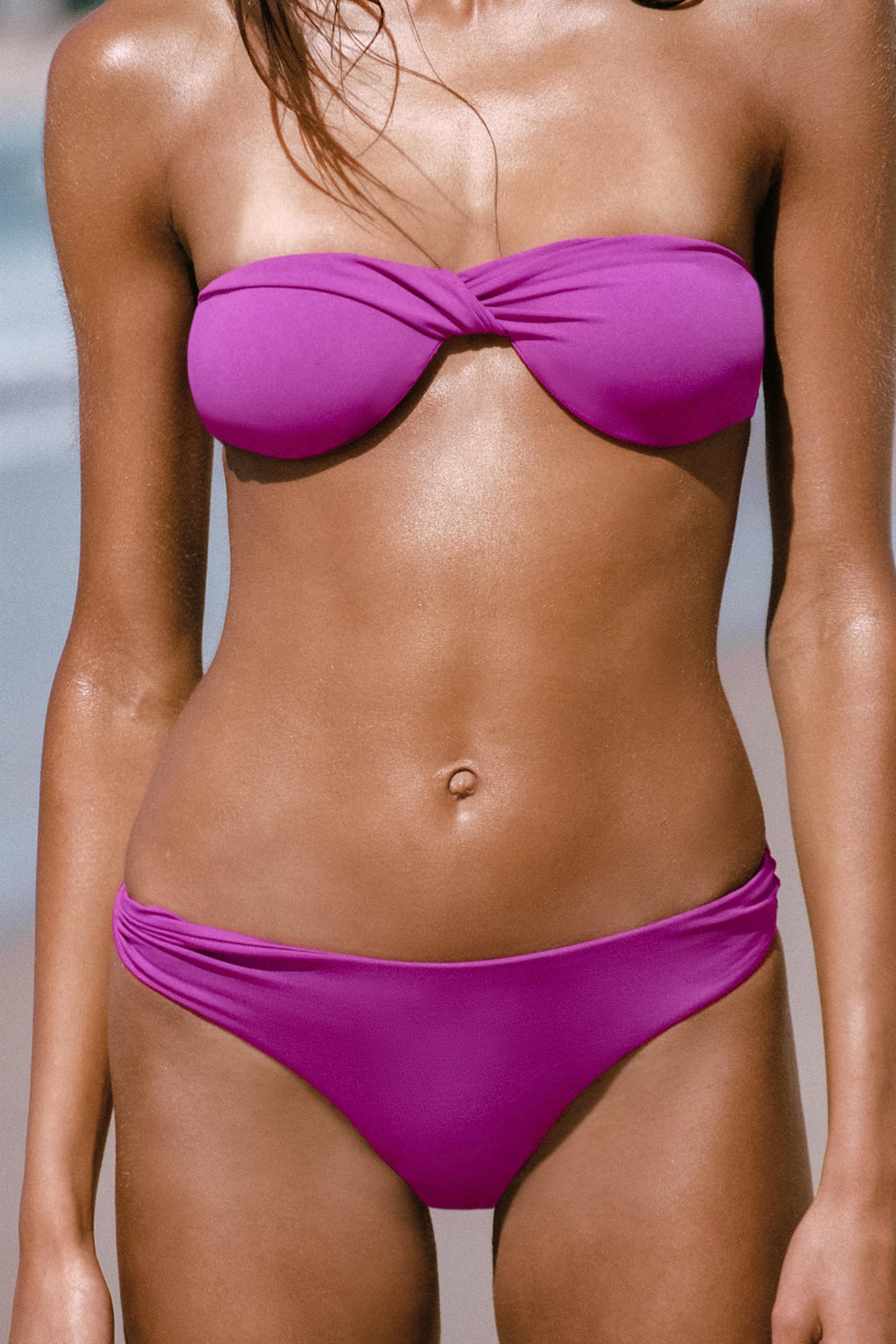 TOP BIKINI BANDEAU AROS NUDO / Magenta - Zara фото 3