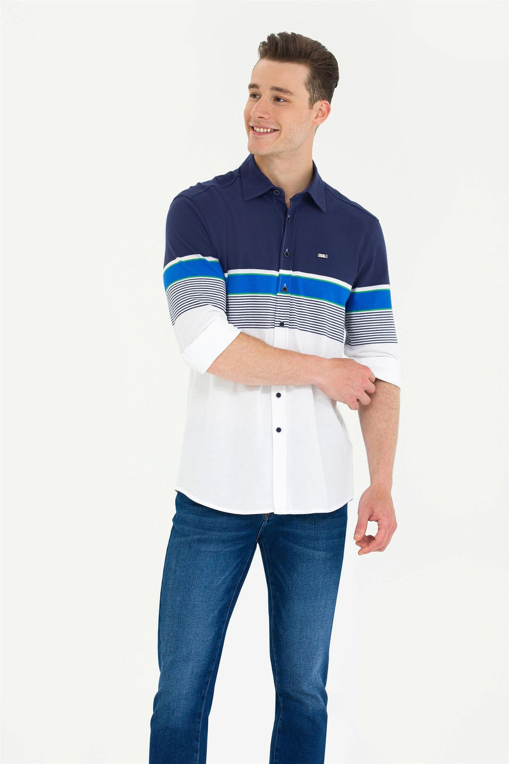 Мужская темно-синяя рубашка с длинным рукавом - U.s. polo assn фото 9