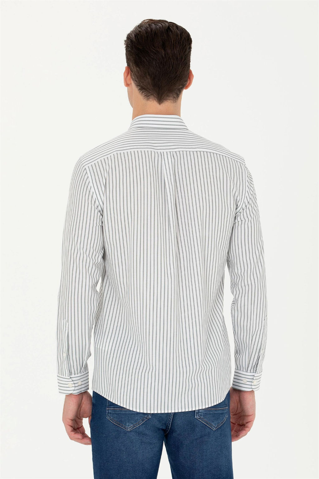 U. S. Polo Assn Мужская белая рубашка в полоску цвета экрю - U.s. polo assn фото 12