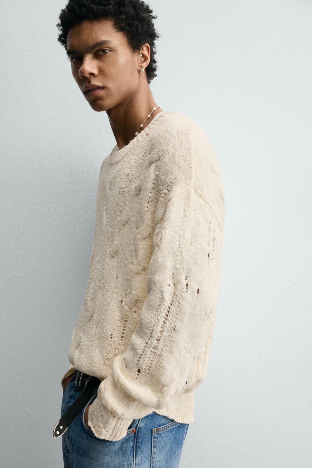 JERSEY DESAGUJADO TRENZAS / Blanco roto - Zara фото 6