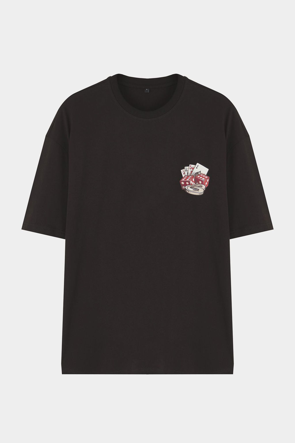 TRENDYOL MAN Siyah Oversize/Genis Kesim Iskambil S?rt Bask?l? %100 Pamuk T-Shirt TMNSS25TS00086 - Trendyolmilla фото 4