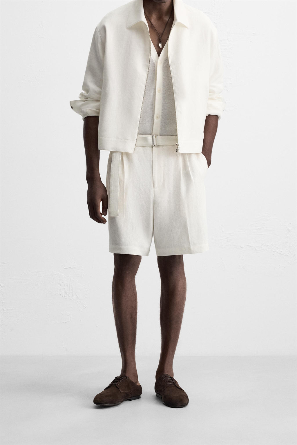 100% LINEN BERMUDA SHORTS WITH BELT - Zara фото 12