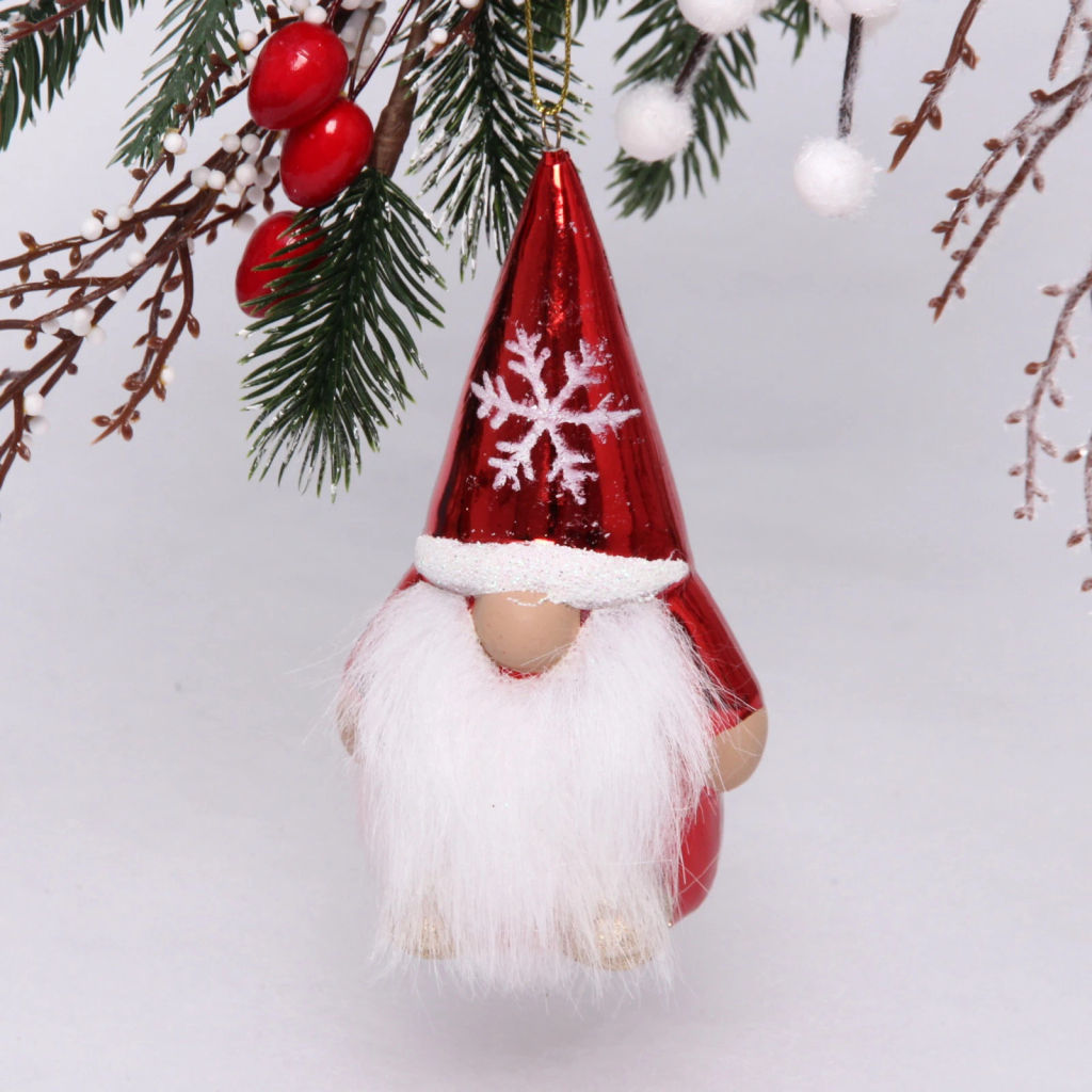 Цена за 2шт. Ёлочная игрушка "Весёлый лесовичок" 6,5*5,5*13 см, красный