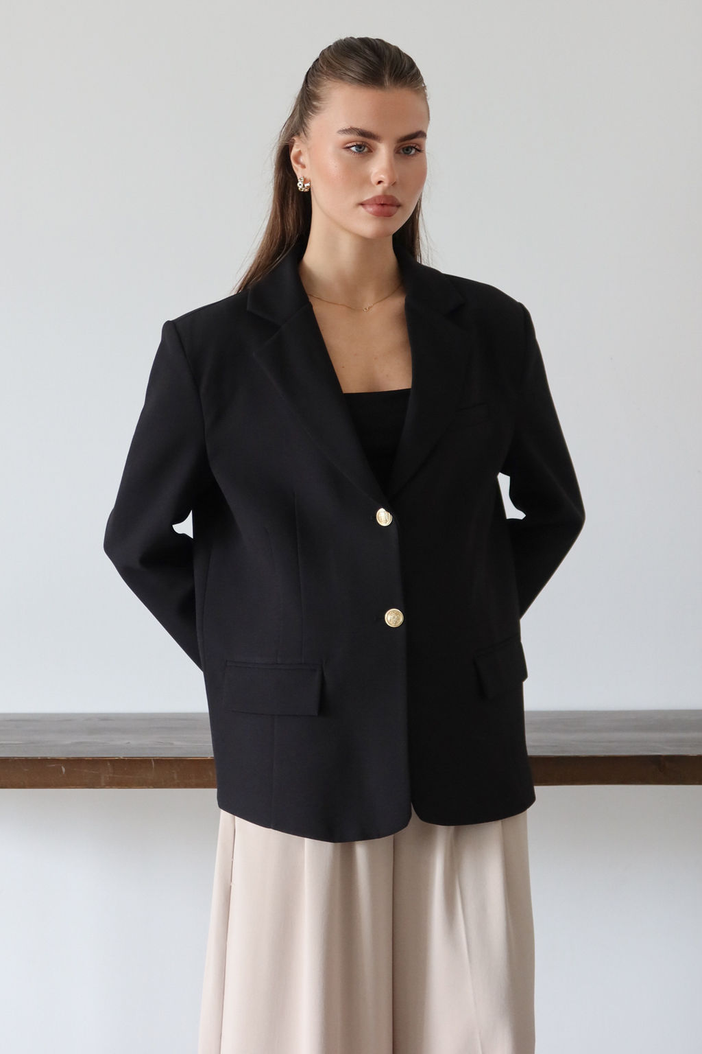 Siyah Normal/Regular Kal?p Dokuma Blazer Ceket TWOAW26BC00040