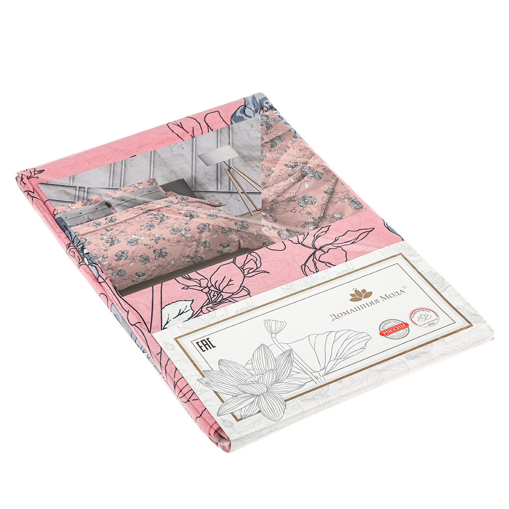 Простыня 2-х спальная Цветы сакуры пудровый 180х220см, бязь Комфорт 121г/м2, хлопок 100%, упаковка классическая ПВХ 28х41см, Домашняя мода (Россия) фото 2