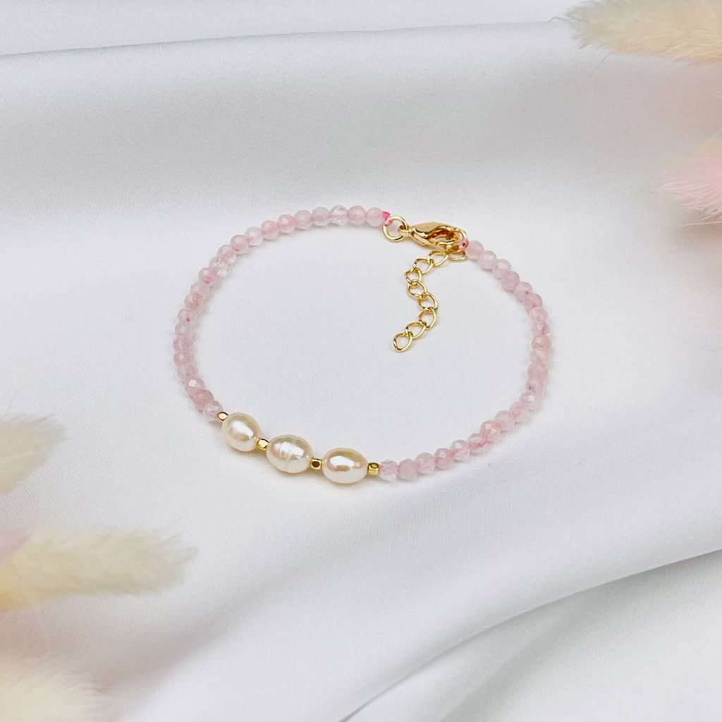 Браслет из Розового кварца и Жемчуга - Радуга самоцветов фото 2