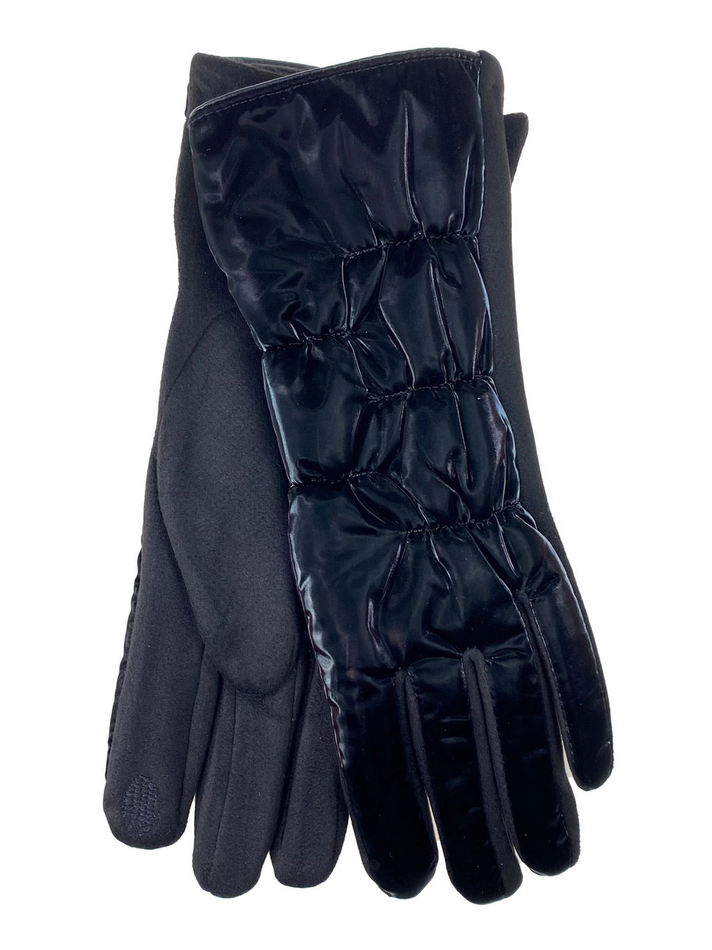 Элегантные женские перчатки из кожи и велюра, цвет шоколад - Greta фото 30