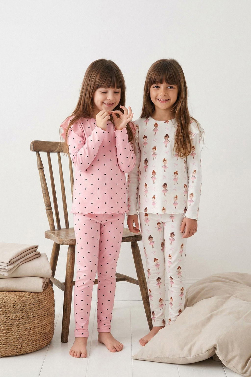 Pudra-Ekru Bask?l? Yumusak Dokulu 4lu Orme Regular K?z Cocuk Alt-Ust Pijama Tak?m? TKDAW26PT00012 - Trendyolmilla фото 11