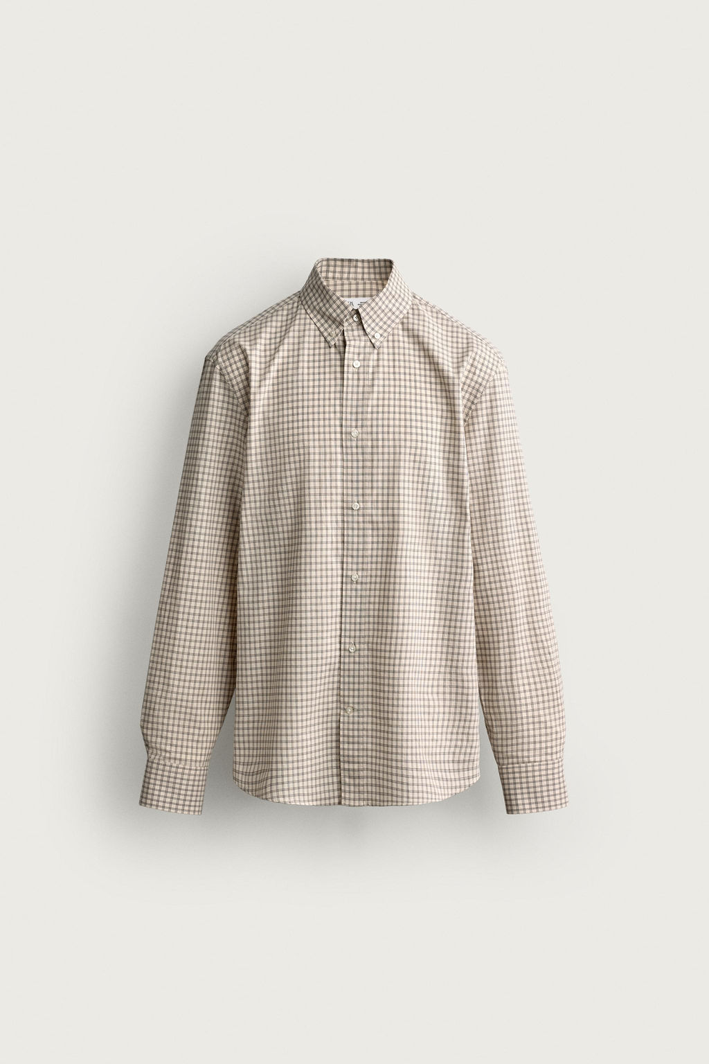 CAMISA REGULAR FIT CUADROS / Crudo / Negro - Zara фото 5
