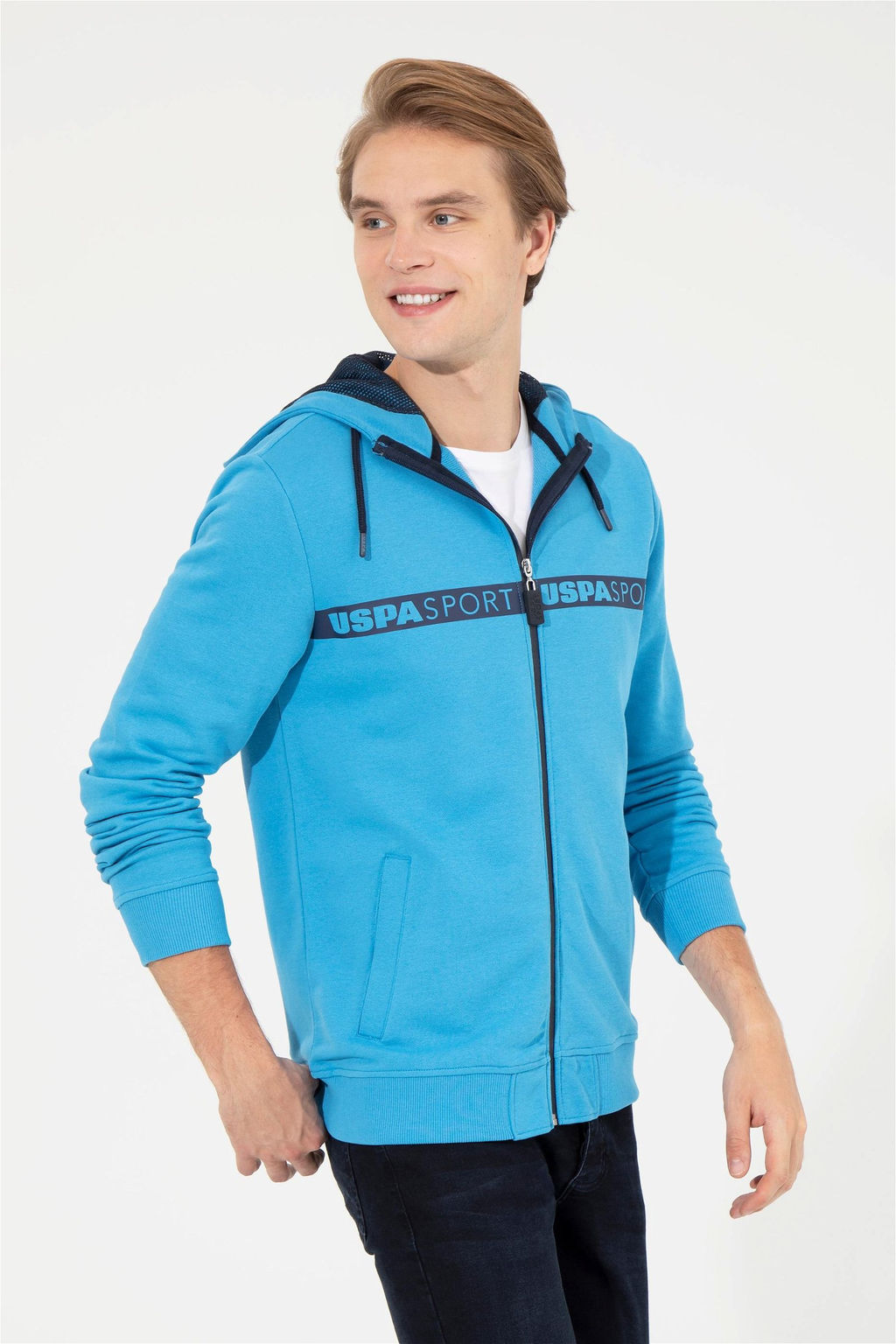 U. S. Polo Assn Мужской вязаный кардиган кобальтового цвета с капюшоном - U.s. polo assn фото 11