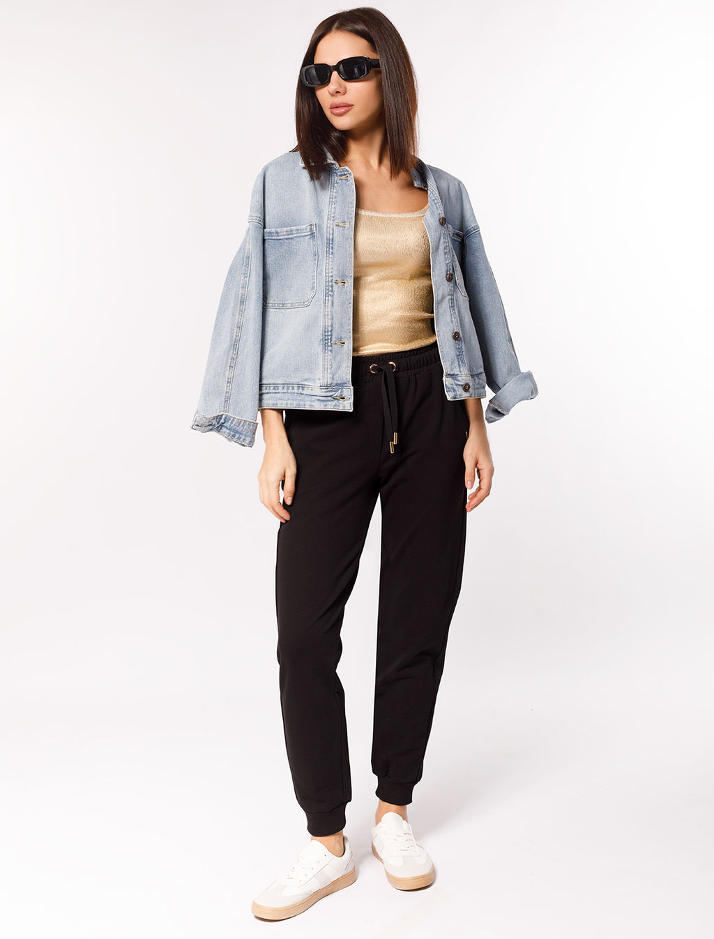 Брюки Vilatte из футера двухнитки с эластаном черный фото 5