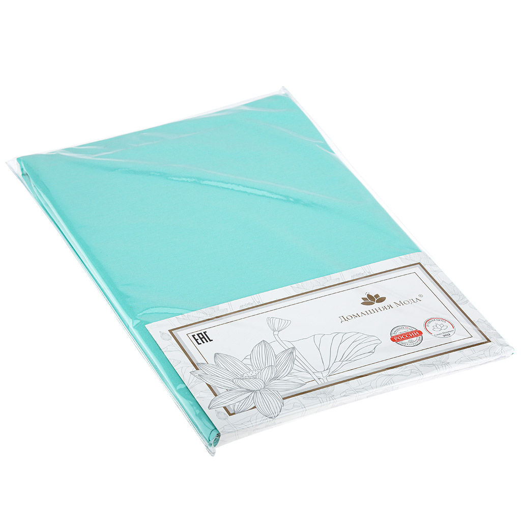 Простыня Евростандарт на резинке Мятный 160х200см, свесы 27см, поплин Комфорт 115г/м2, хлопок 100%, упаковка классическая ПВХ 28х41см, Домашняя мода (Россия)  фото 2