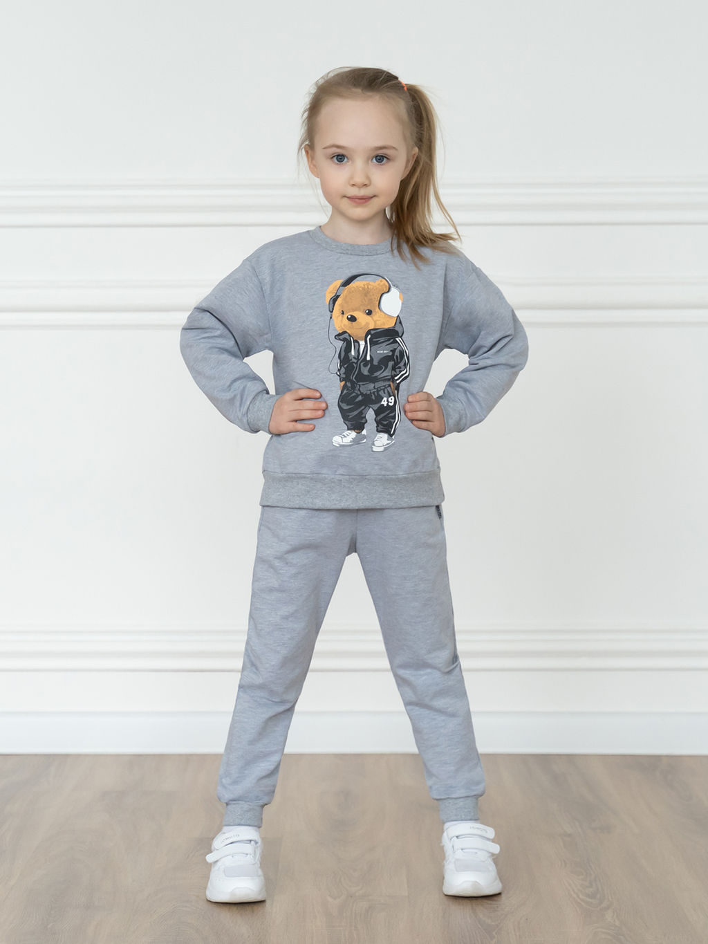 Костюм детский меланж тедди в наушниках 7045г (116, 60)