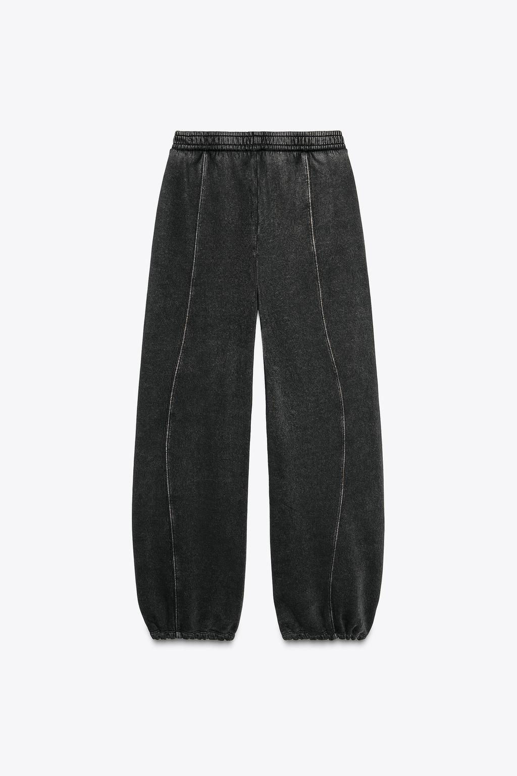 WASHED EFFECT PLUSH TROUSERS WITH SLOGAN - Zara фото 7
