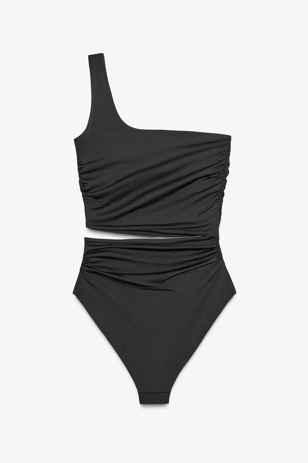 ASYMMETRIC CUT-OUT SWIMSUIT WITH SHOULDER DETAIL - Zara фото 7