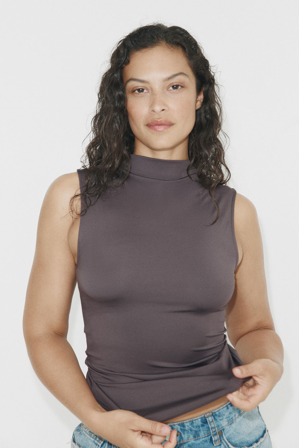 Top de microfibra con cuello perkins - H&m фото 4
