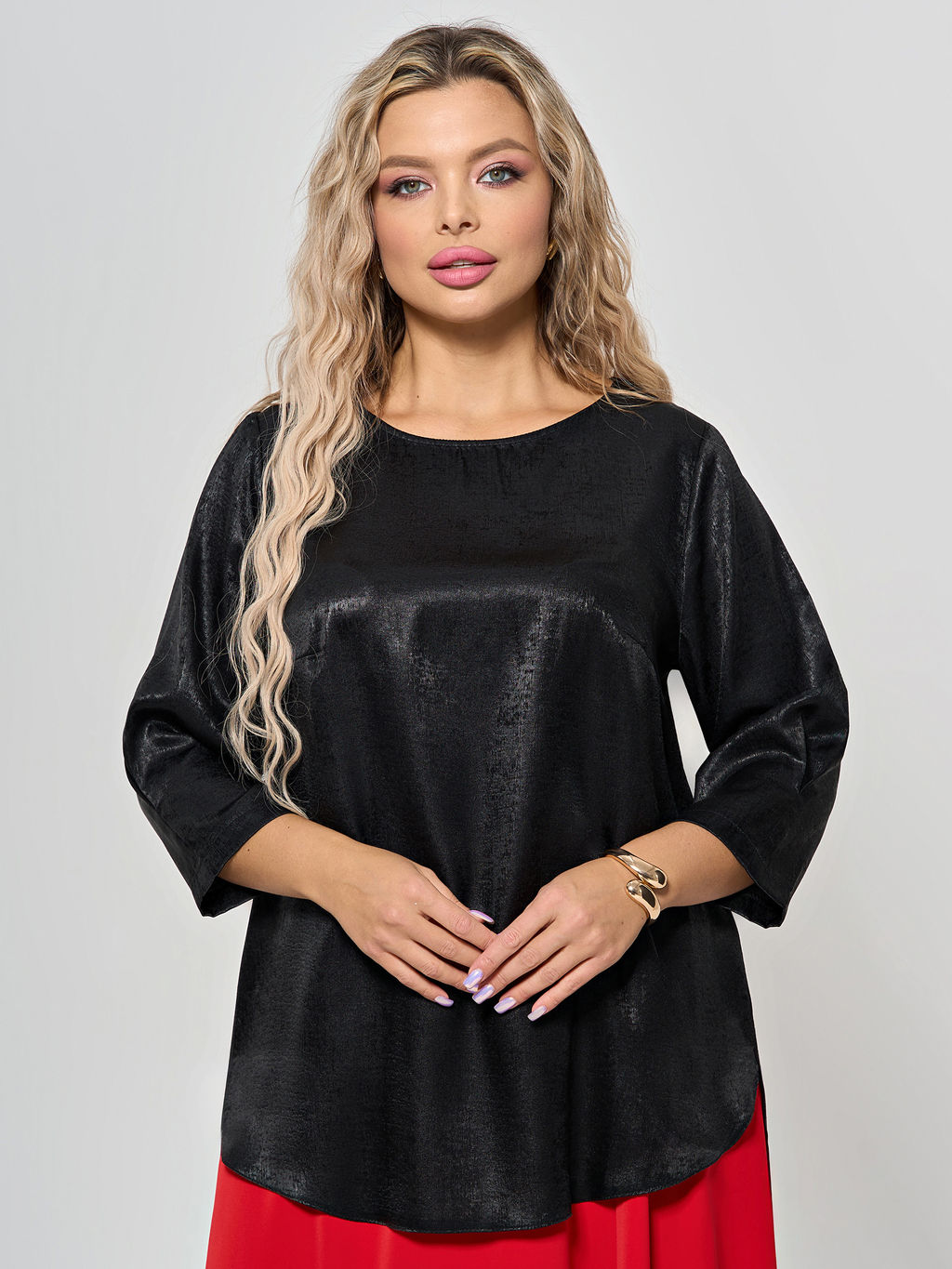 Блузка 0220-1а черный муар - Dora фото 8