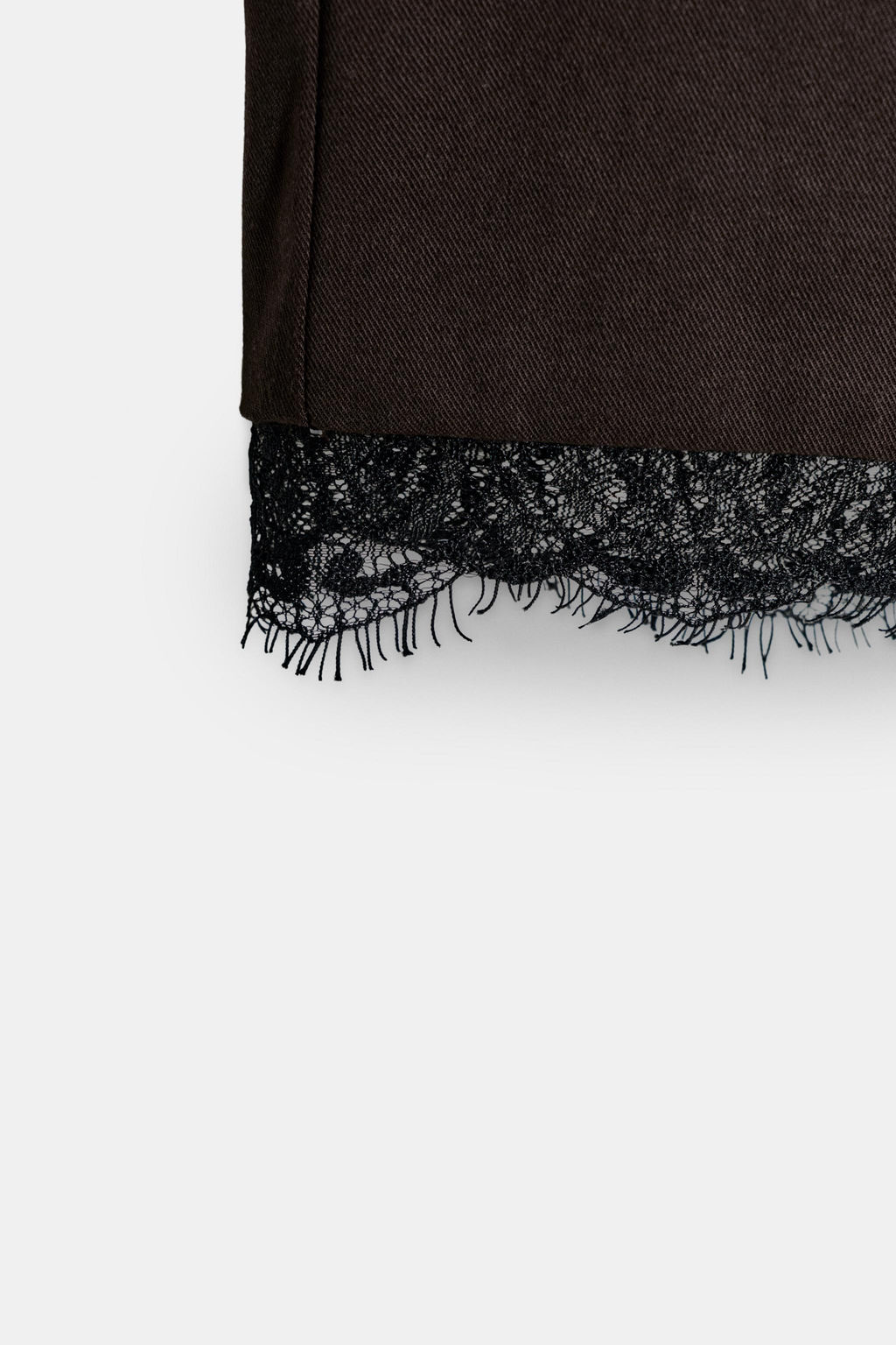 PANTAL?N CROPPED ENCAJE / Marr?n - Zara фото 5