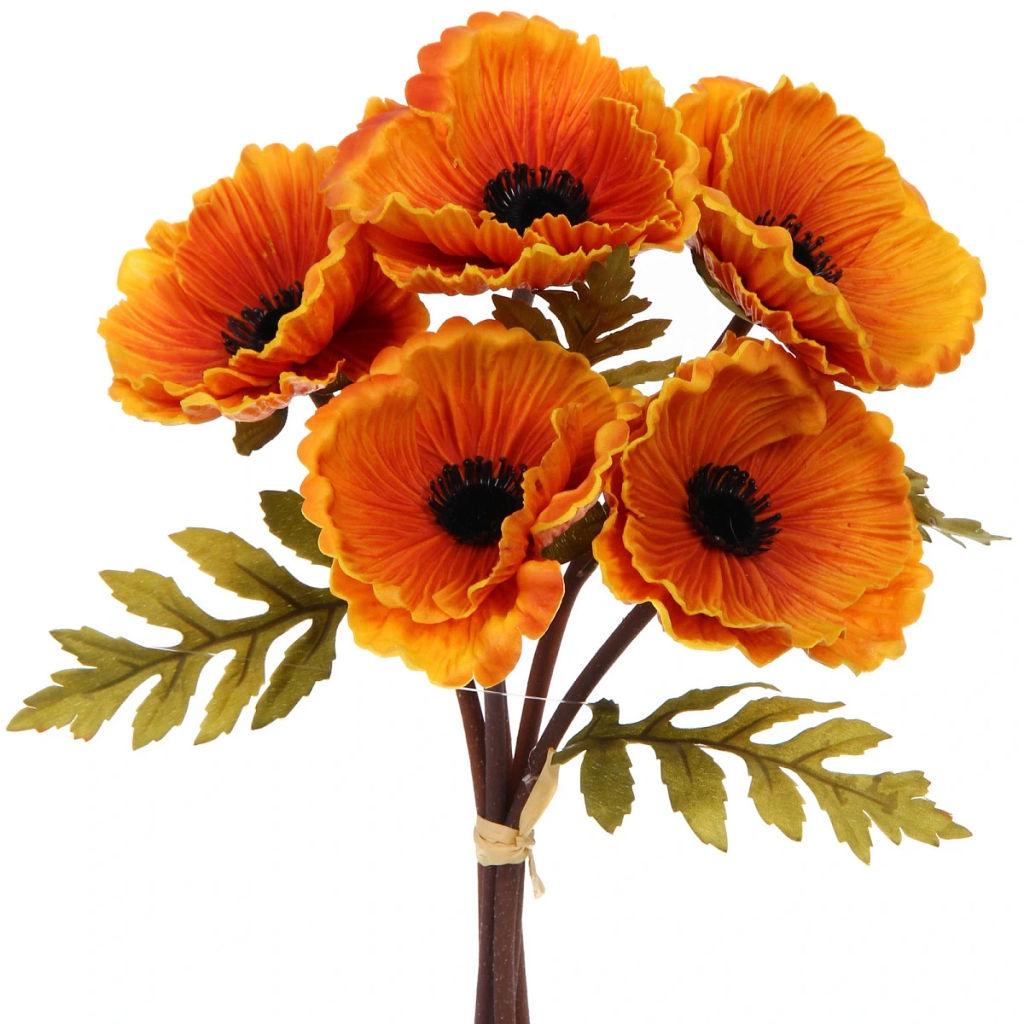 Цветы искусственные "Natur" 30см Маки 5шт оранжевые