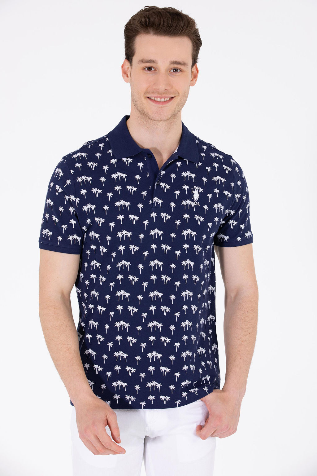 U. S. Polo Assn Мужская темно-синяя футболка с воротником-поло - U.s. polo assn фото 2