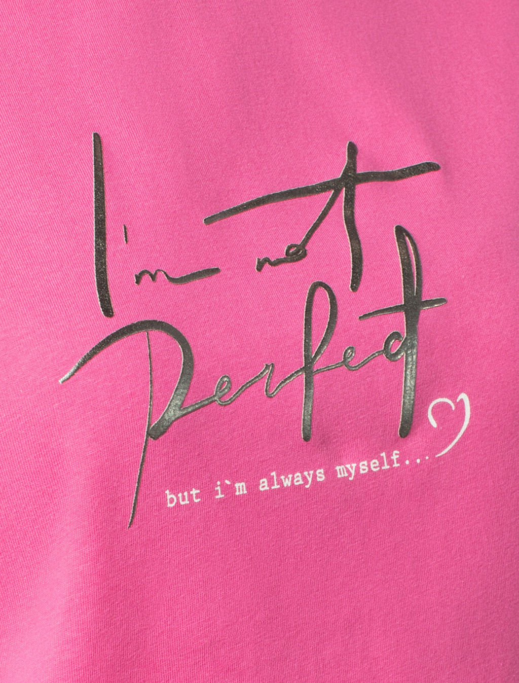 Футболка Vilatte с принтом из хлопка розовая фуксия  фото 2