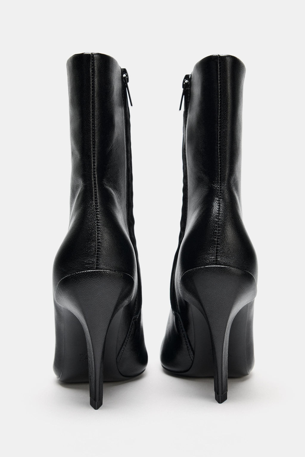 LEATHER HIGH-HEEL ANKLE BOOTS WITH SQUARE TOE - Zara фото 7