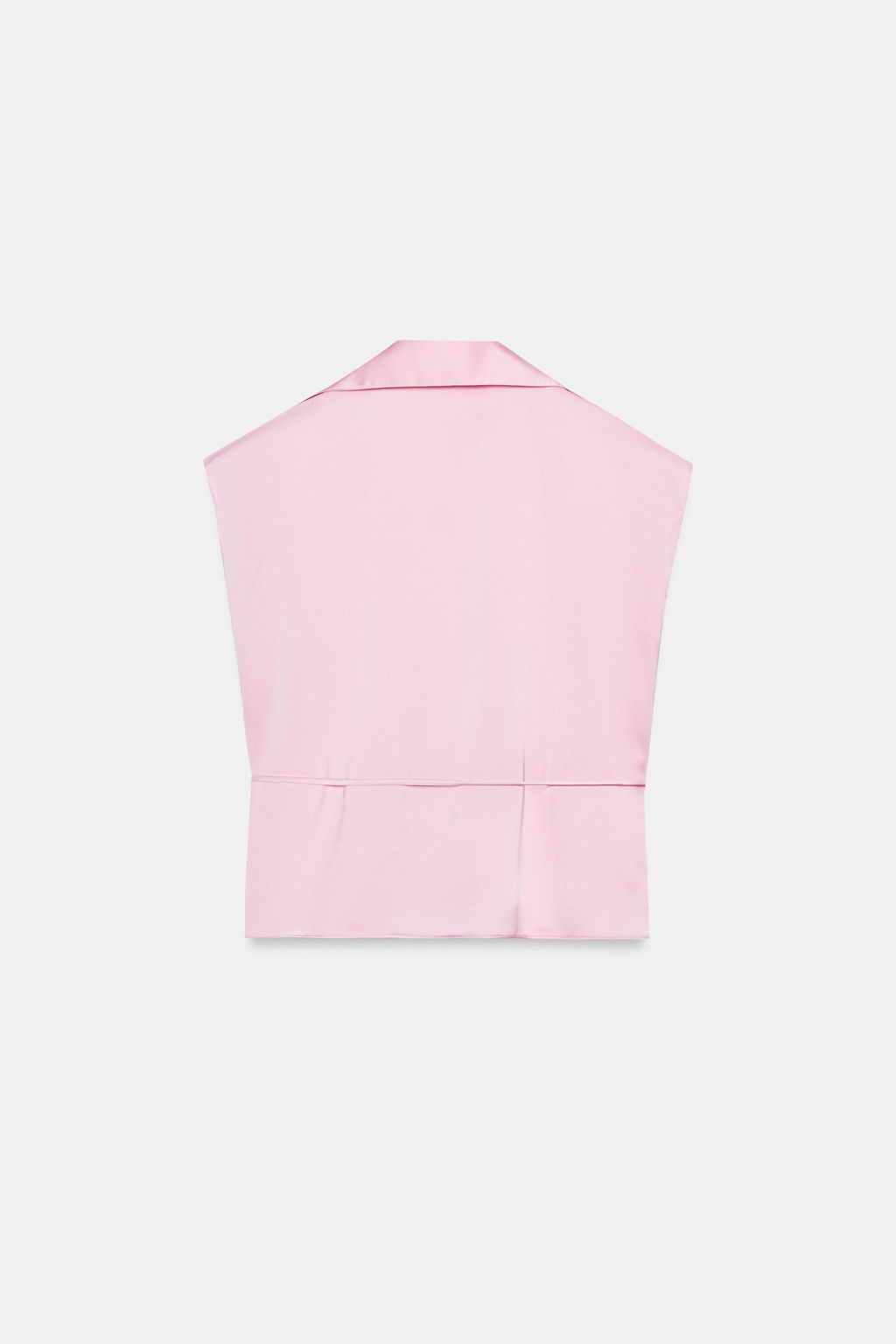 CAMISA SATINADA MANGA CORTA CINTUR?N / Rosa