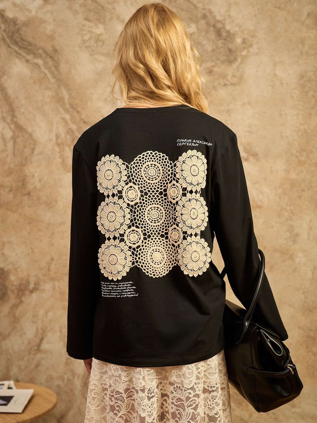 Лонгслив с кружевом на спине 95% хлопок, 5% лайкра - Sahar art lab фото 5