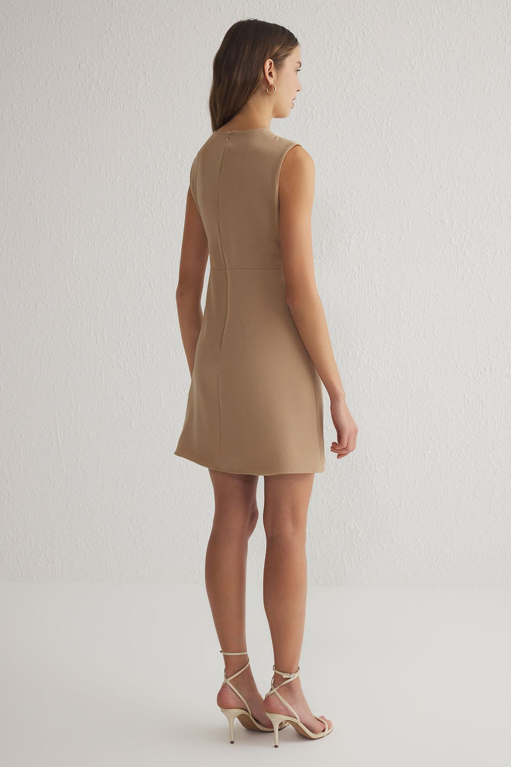 Bej A Kesim Mini Dokuma Elbise TWOSS25EL00324 - Trendyolmilla фото 5