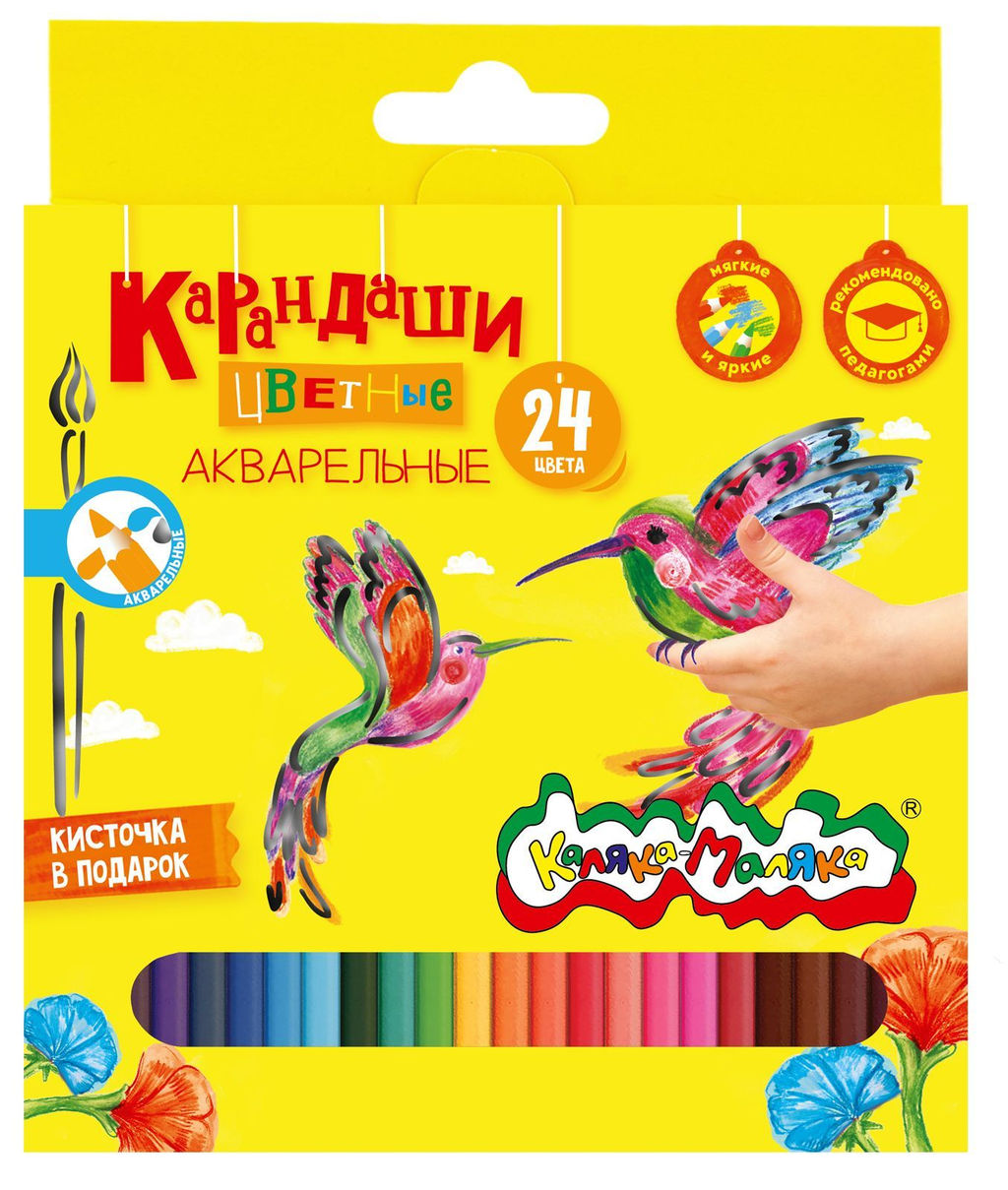 Набор акварельных карандашей Каляка-Маляка 24 цв. шестигран. корп. дерев. карт.уп.