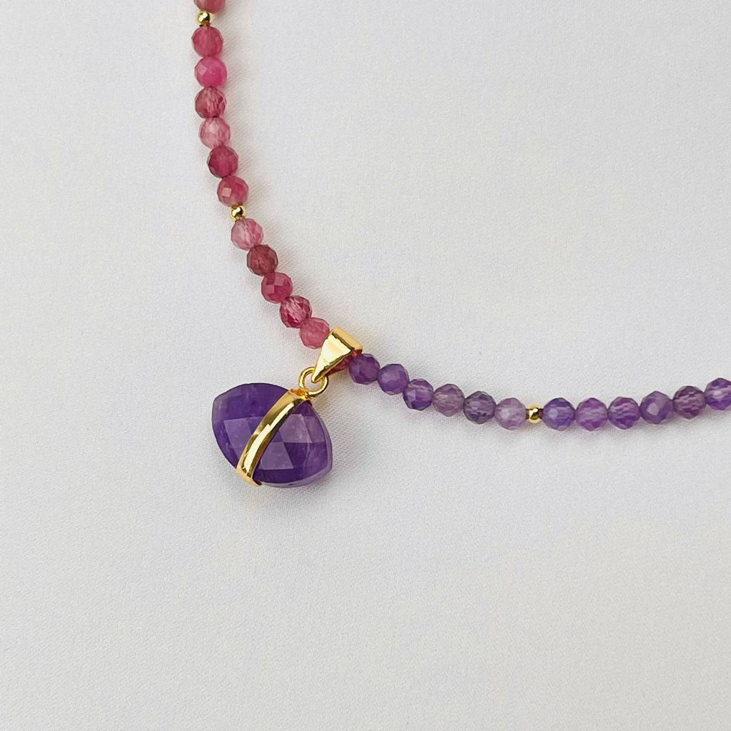 Колье из розового Турмалина и Аметиста