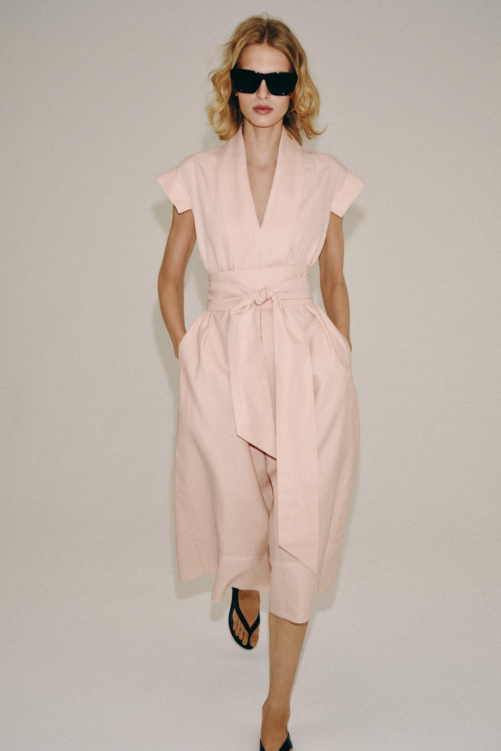 VESTIDO CAMISERO CINTUR?N ZW COLLECTION / rosa claro - Zara фото 2