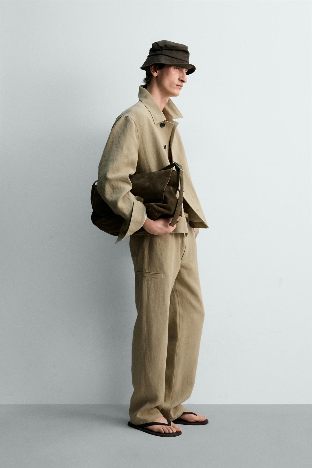 SOBRECAMISA CROPPED FIT 100% LINO LIMITED EDITION / Tostado - Zara фото 4