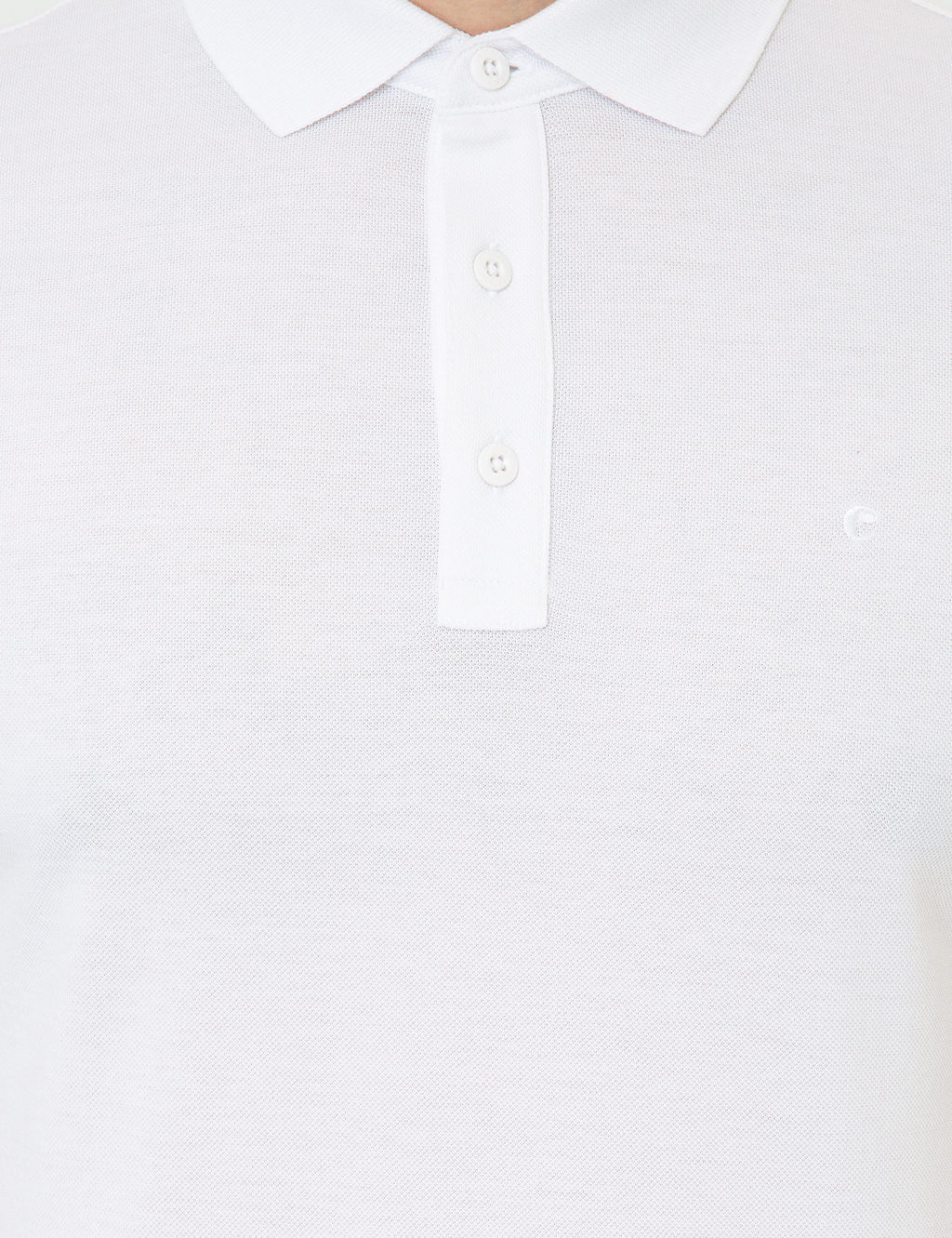 Beyaz Polo Yaka Slim Fit Basic Merserize T-shirt