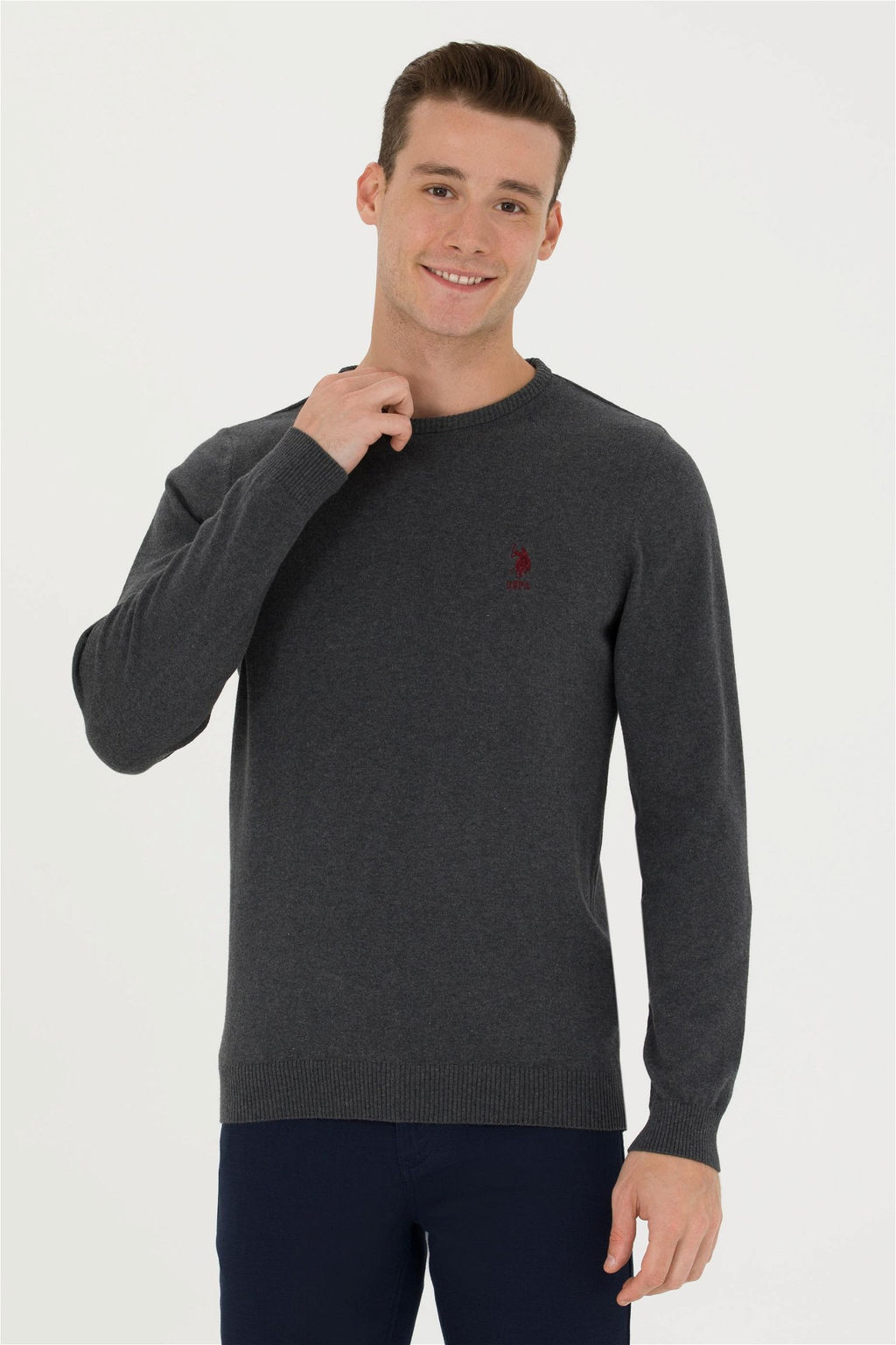 Мужской базовый свитер антрацитового меланжа - U.s. polo assn фото 7