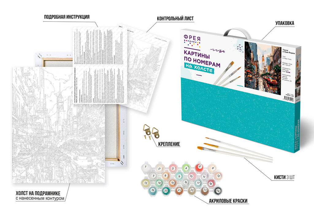 ФРЕЯ PNB/PL-297 Набор для раскрашивания по номерам Такси в Нью-Йорке