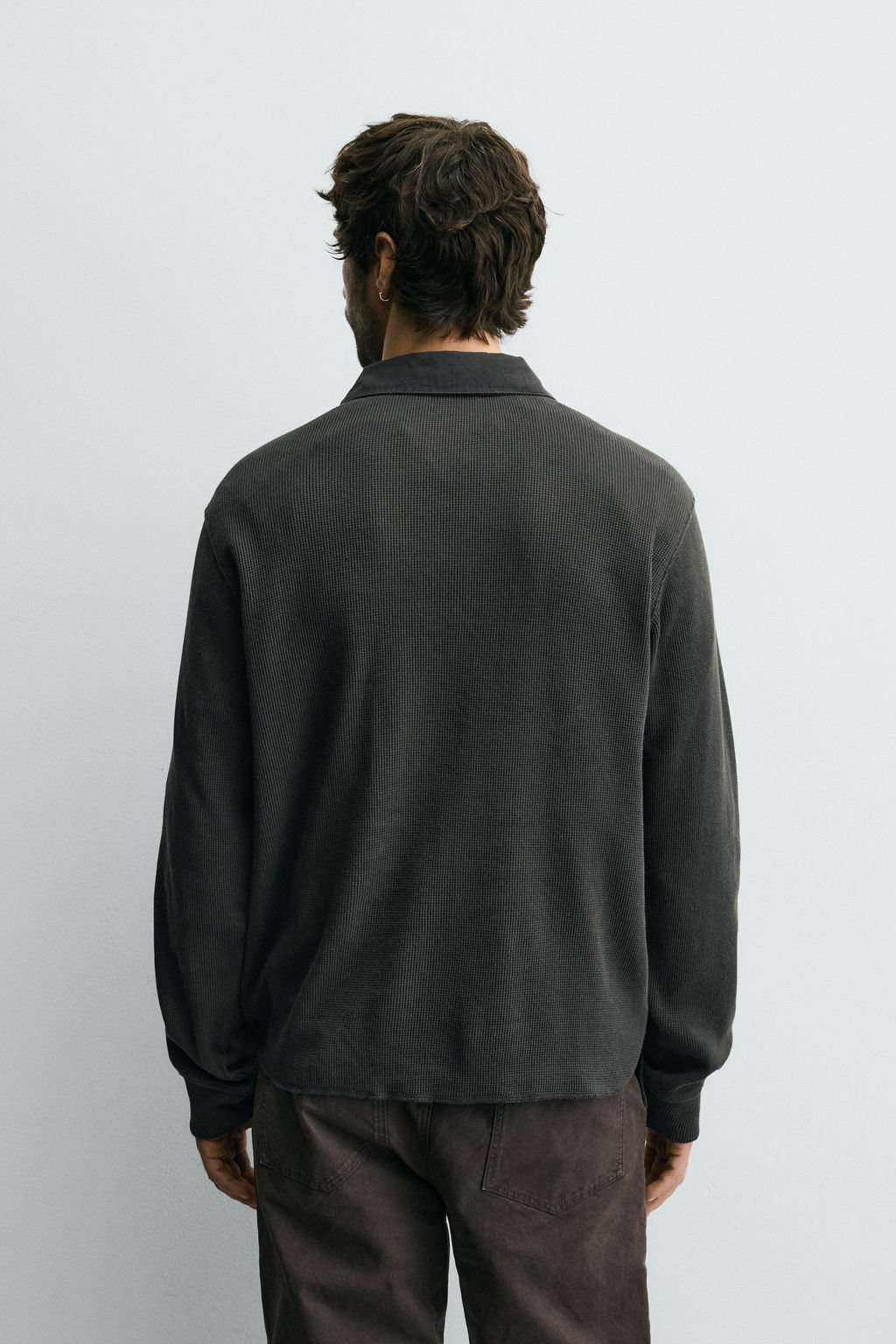 POLO ESTRUCTURA WAFFLE CUELLO COMBINADO / Gris antracita - Zara фото 3