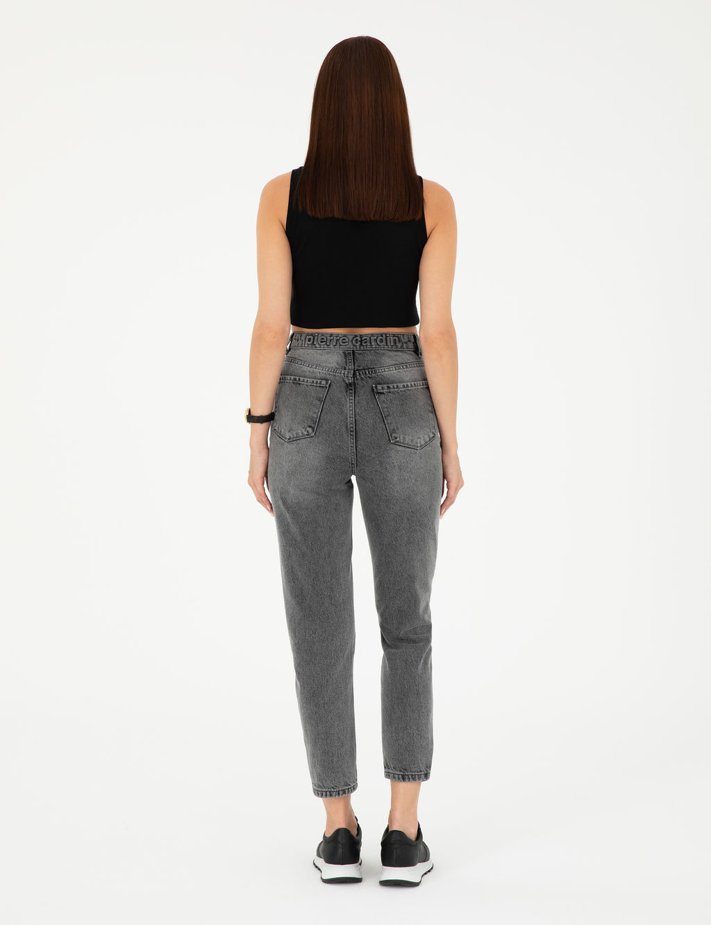 Antrasit Mom High Waist Fit Jean Pantolon