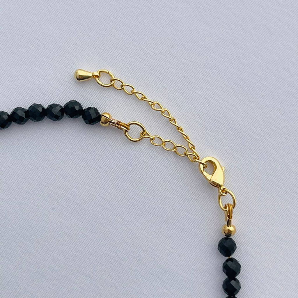 Бусы из черной Шпинели с подвеской "Фианит" 45 см +