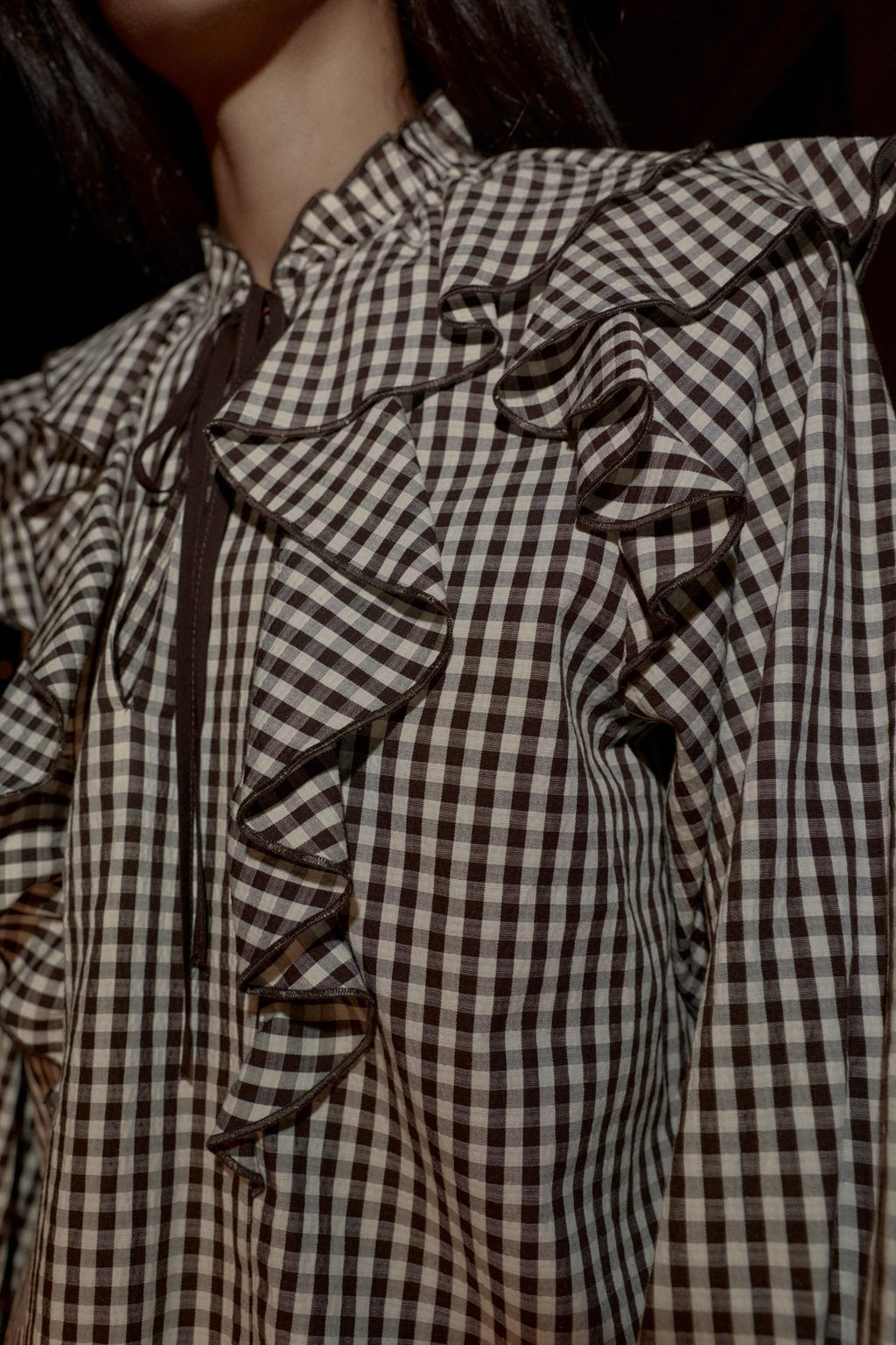 RUFFLED GINGHAM BLOUSE - Zara фото 2