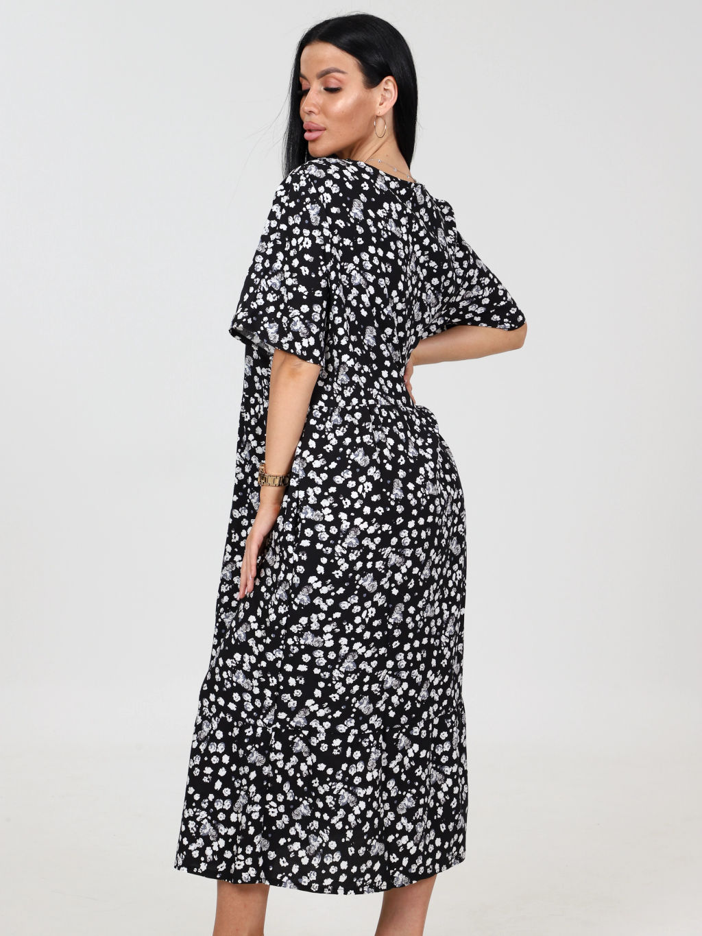 Платье женское, цвет черный белый