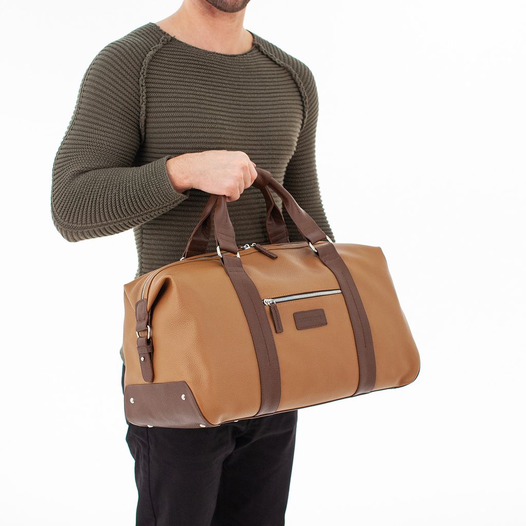 Кожаная дорожно-спортивная сумка Woodstock Camel/Coffee - Lakestone фото 8